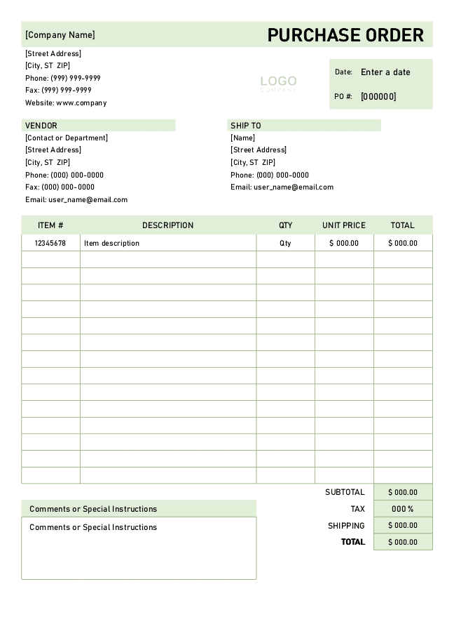 Purchase order (green)