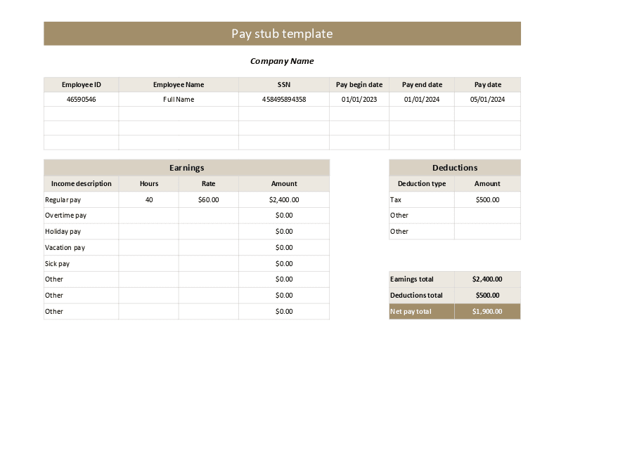 Pay stub