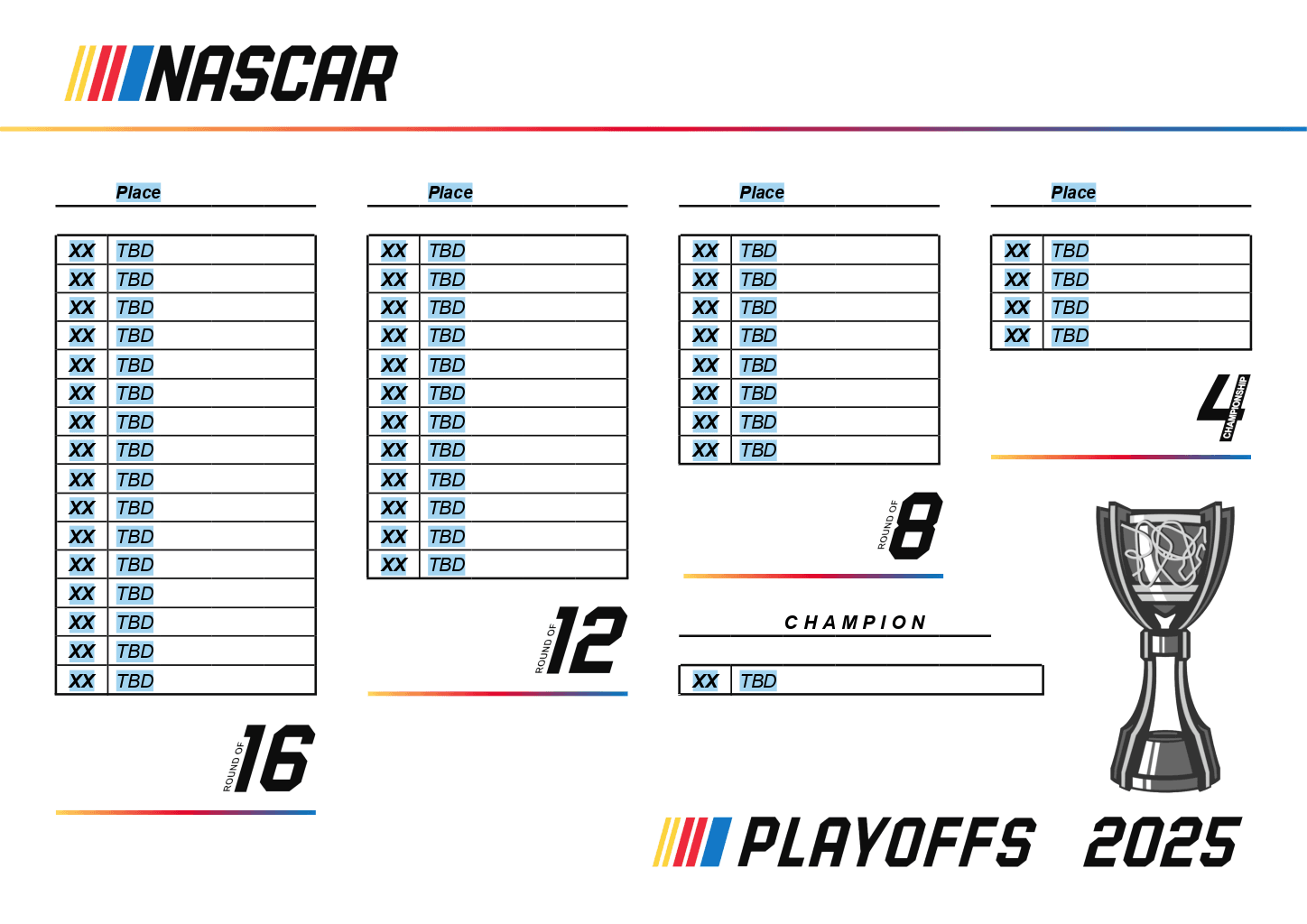 NASCAR Cup Series 2025 Playoff Bracket 2