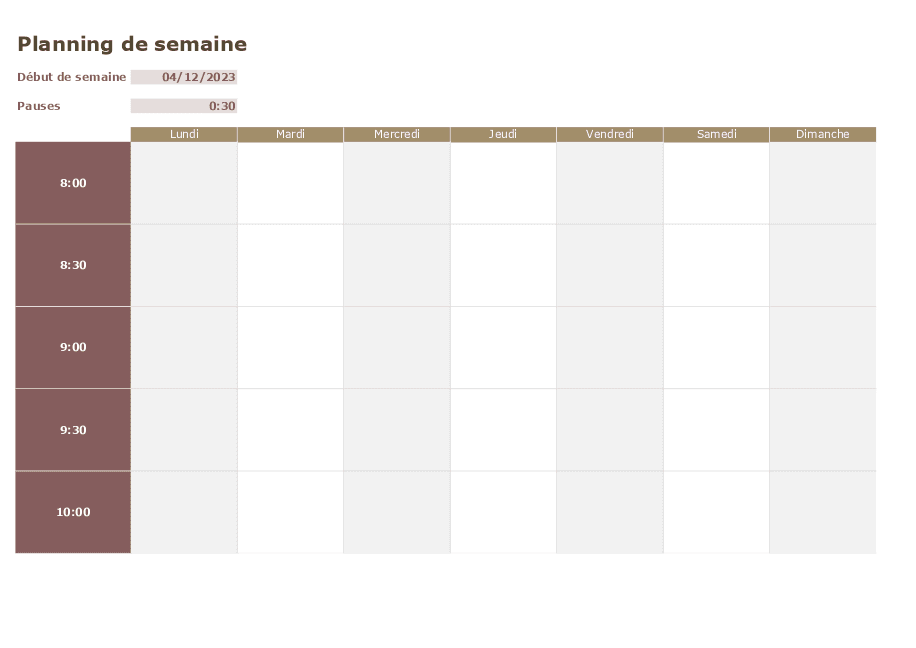 Planning de semaine