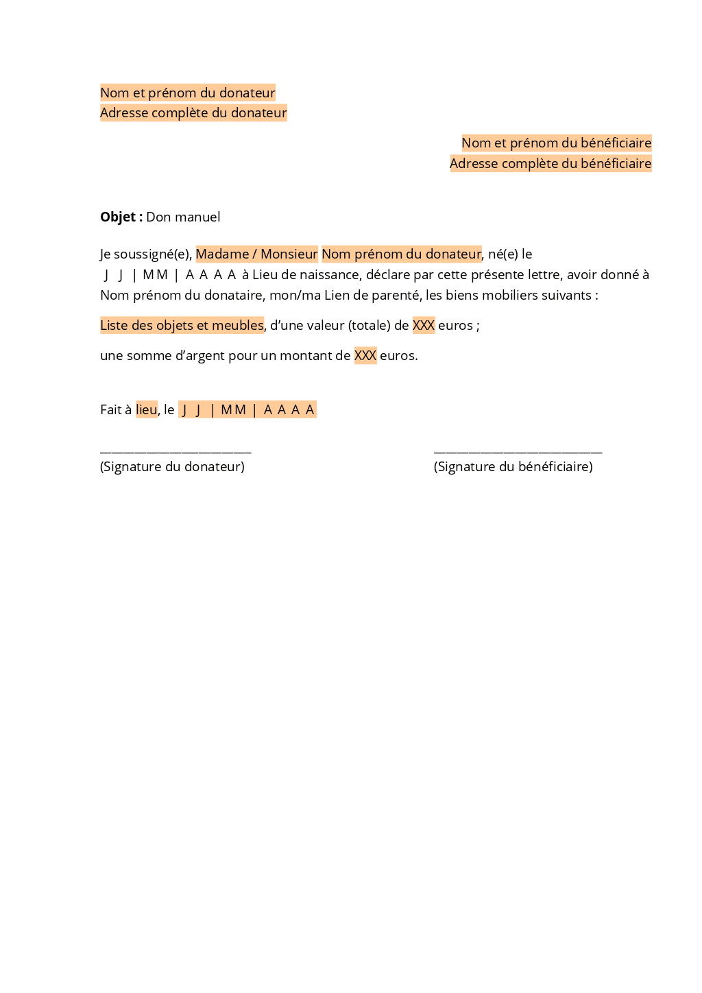 Mod le Acte De Donation ONLYOFFICE