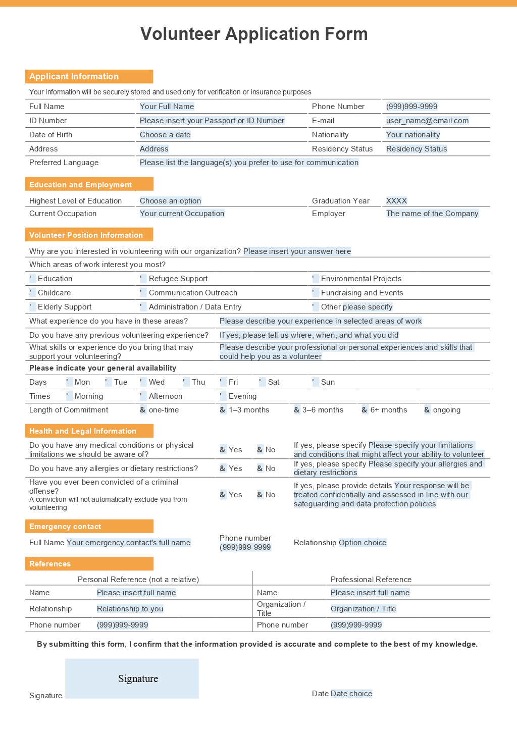 Volunteer Application Form 2