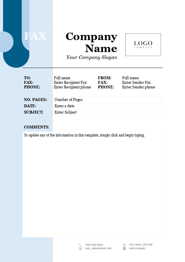 Fax cover sheet (blue)