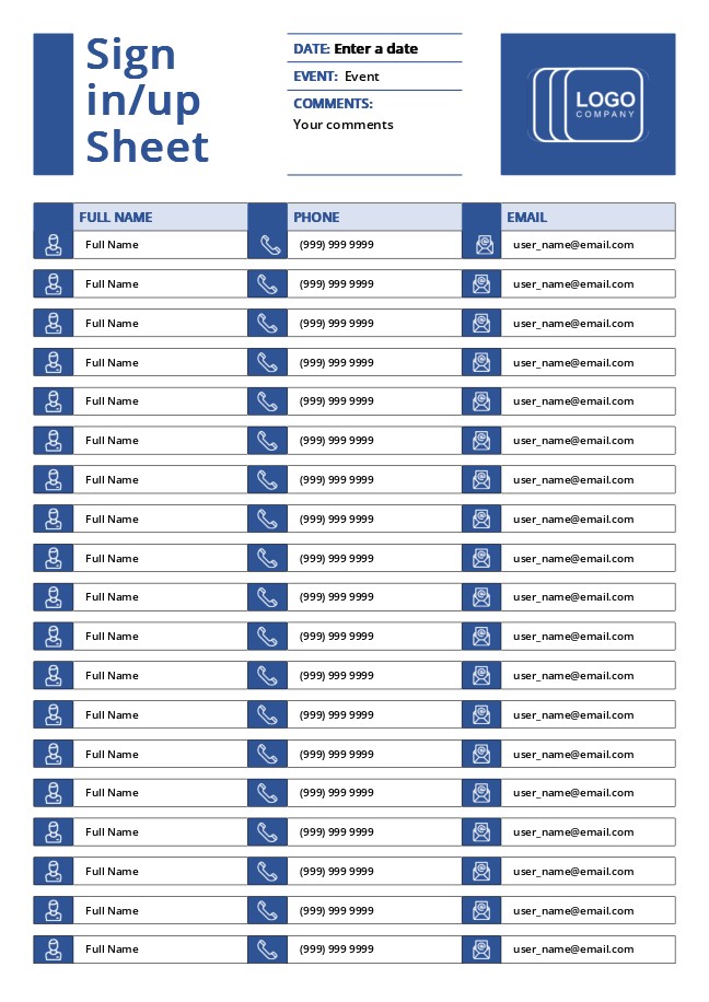 Sign-up sheet (navy)