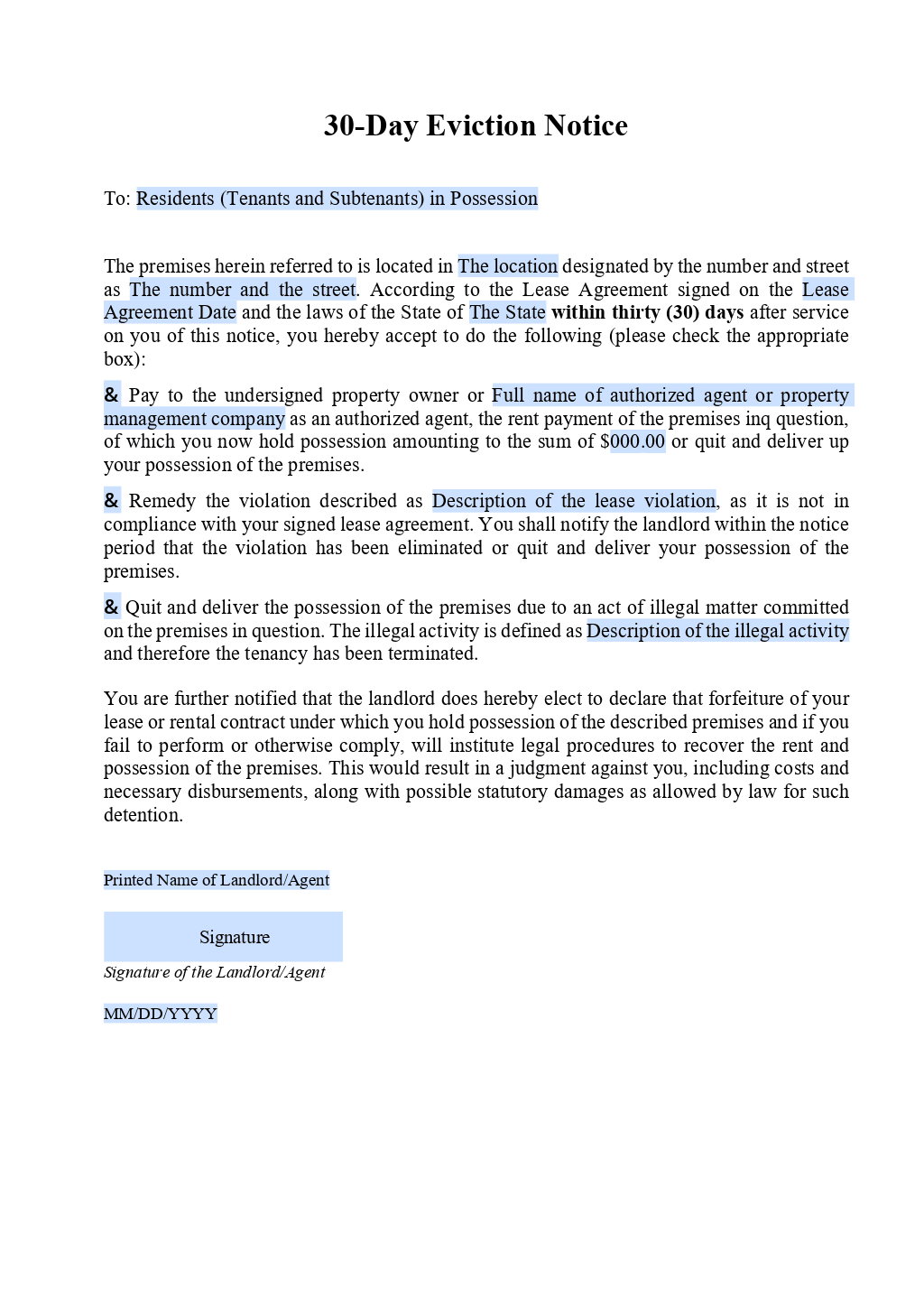 30-day eviction notice form