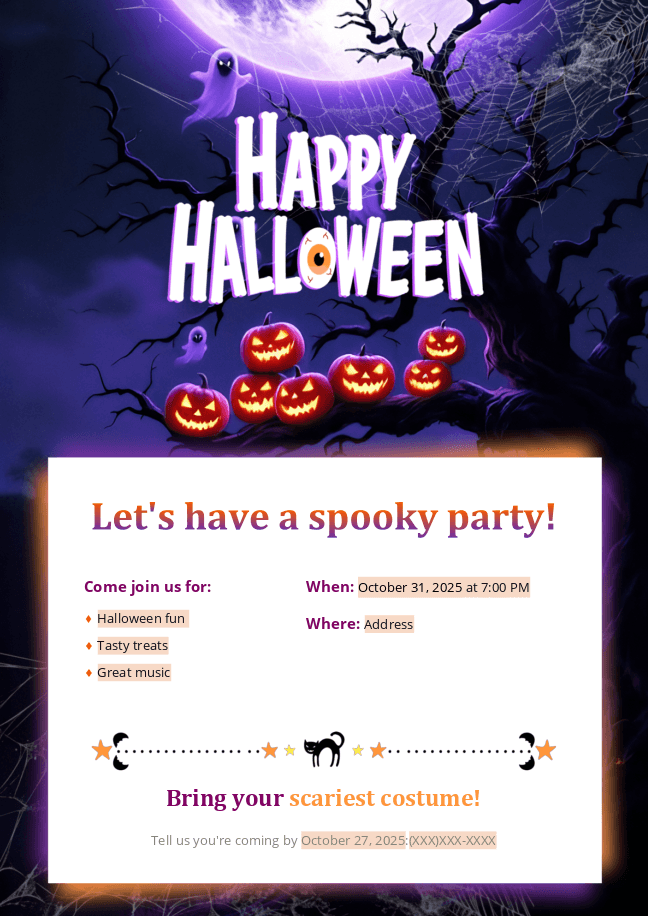 Halloween party invitation template 2