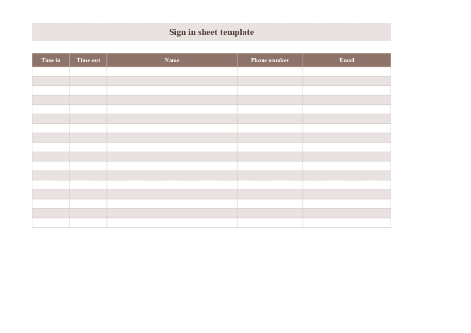 Sign-in sheet (spreadsheet)