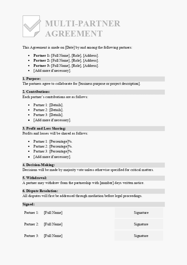 Multi-Partner Agreement