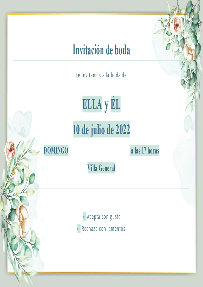 Formulario invitación de boda