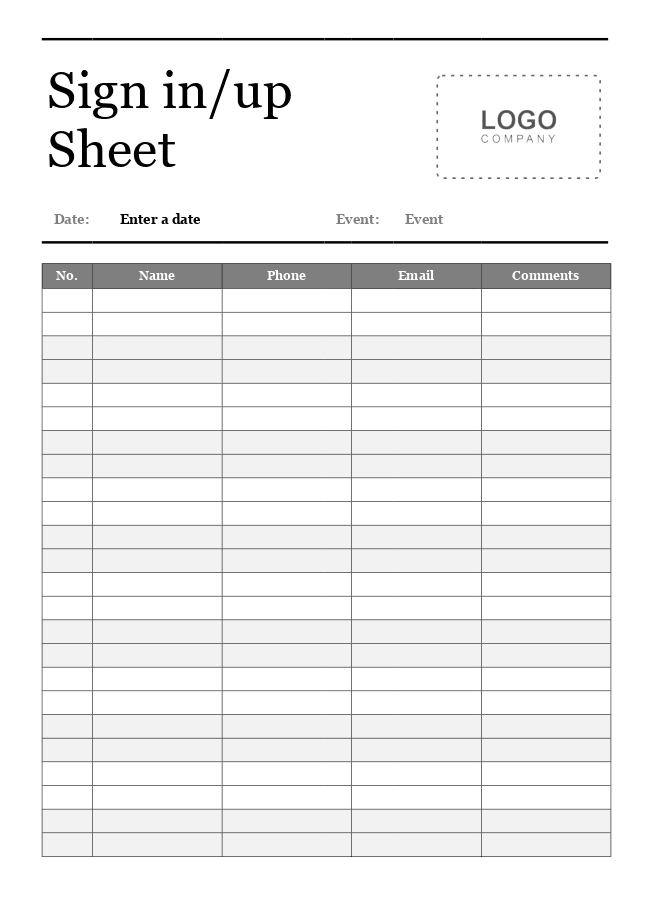 Sign-up sheet (monochrome)