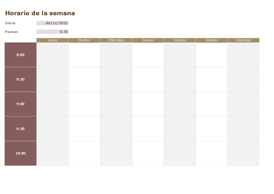 Horario de la semana