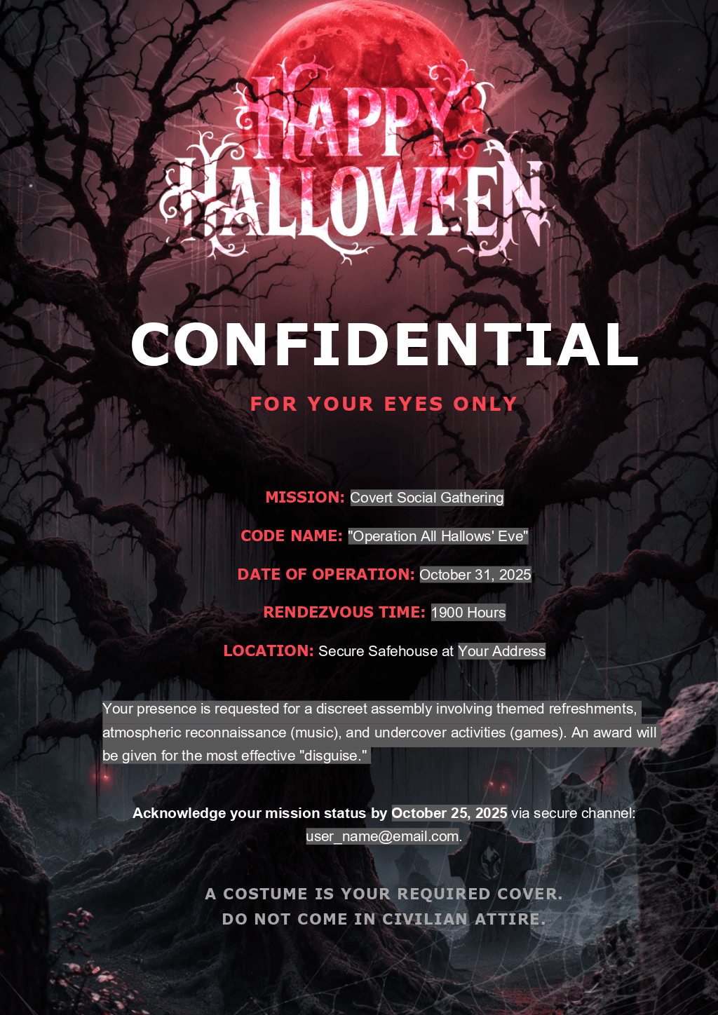 Halloween party invitation template 3