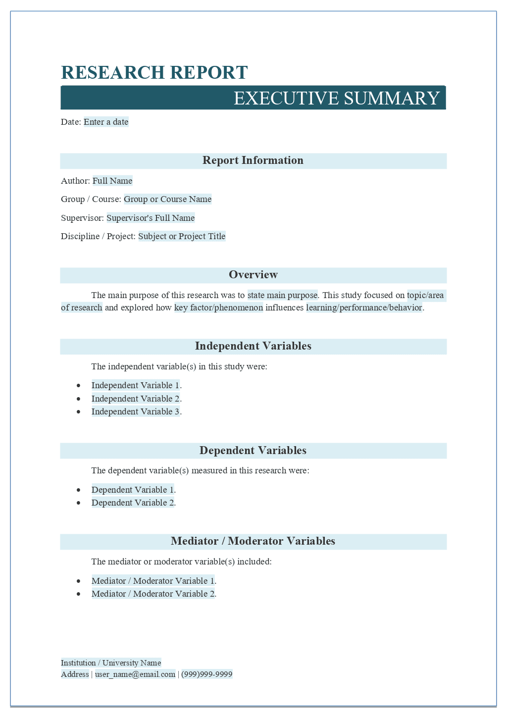 Research report executive summary 2