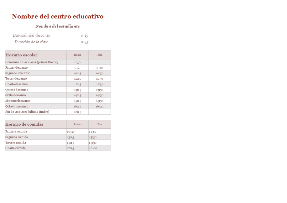 Horario escolar