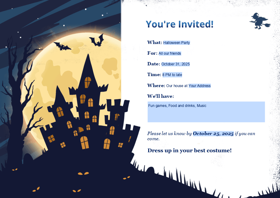 Halloween party invitation template 7
