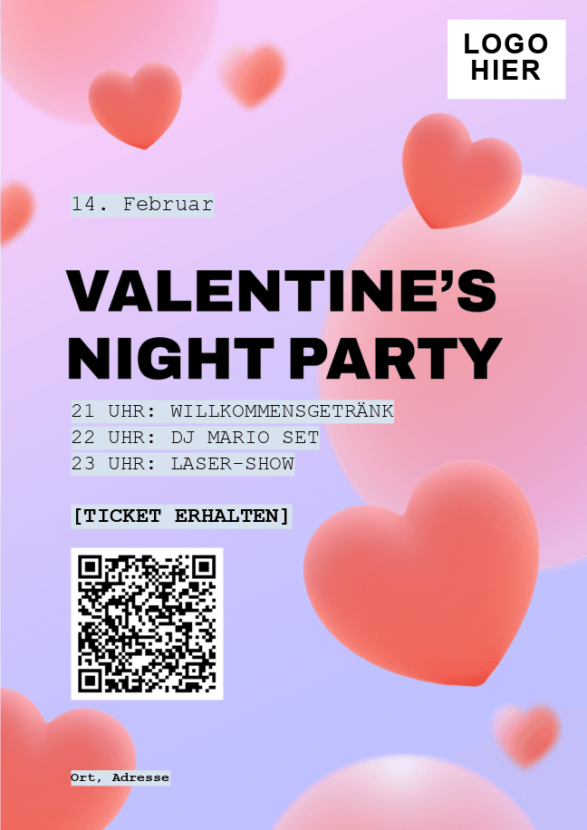 Vorlage für eine Einladung zur Valentinstagsparty 3