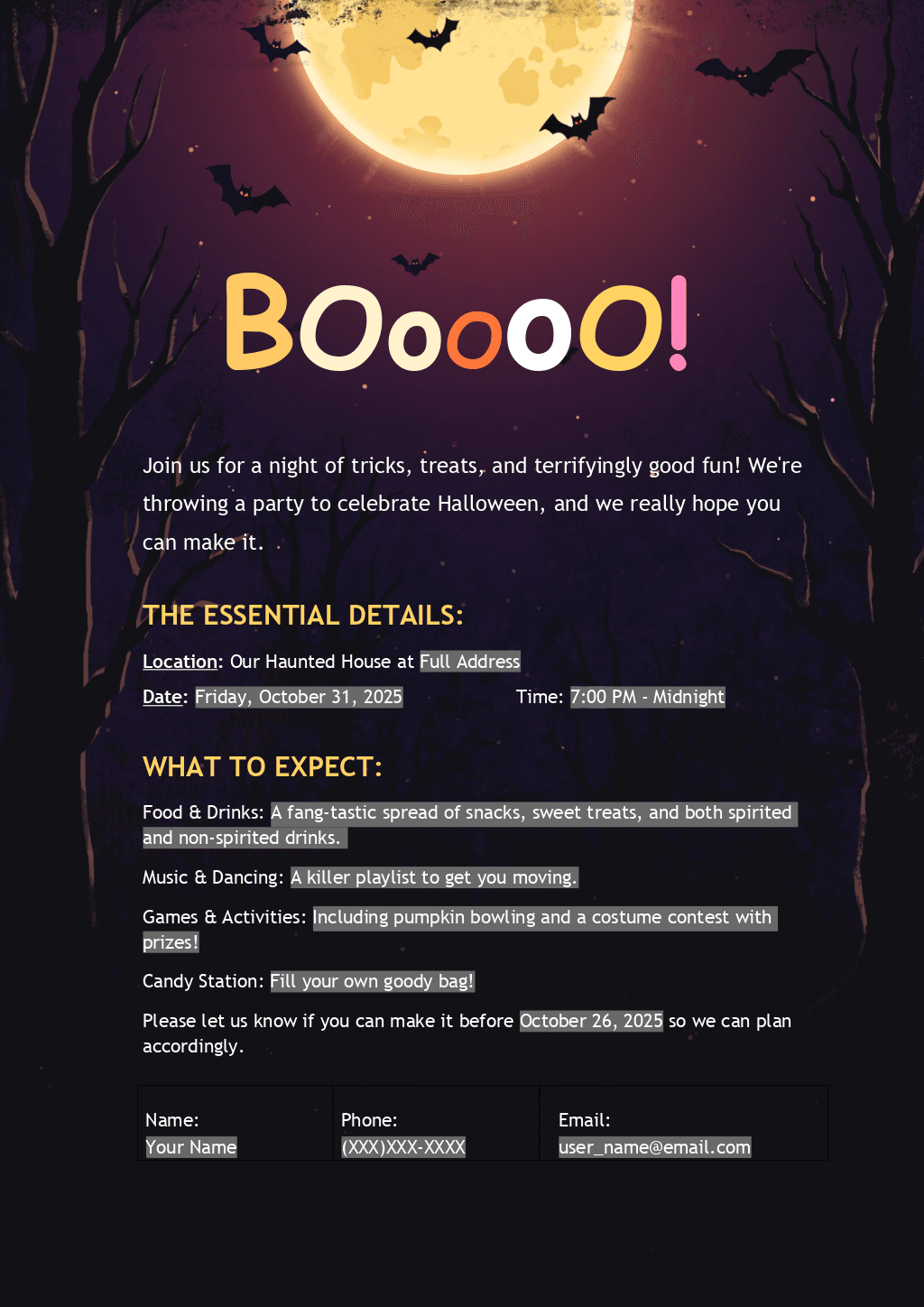 Halloween party invitation template 10