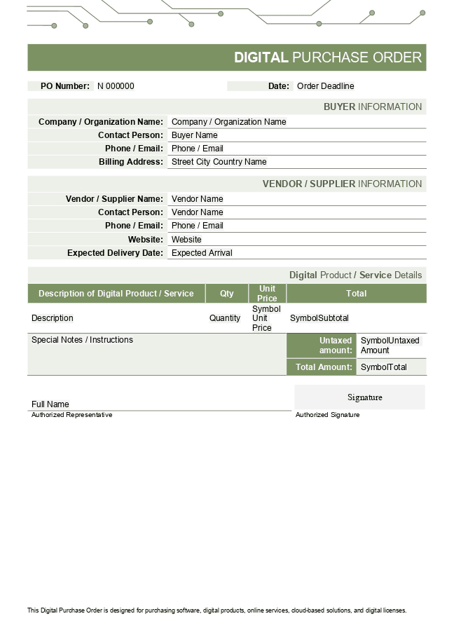 Digital Purchase Order for Odoo
