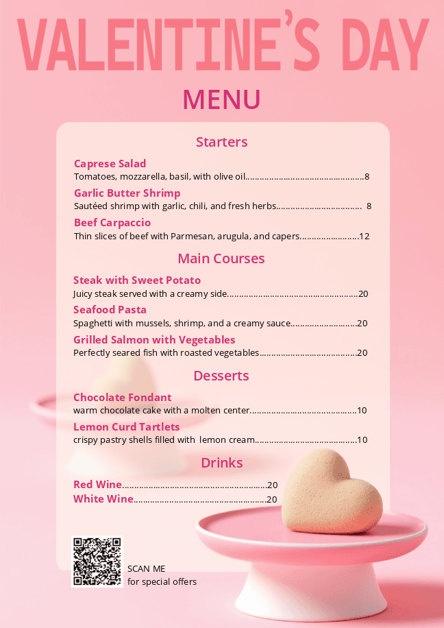 St. Valentine's menu (pink)