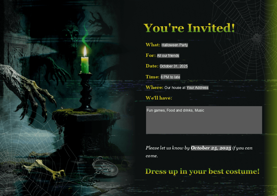 Halloween party invitation template 1