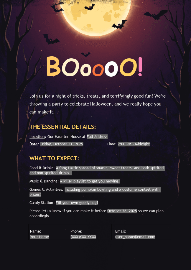 Halloween party invitation template 10