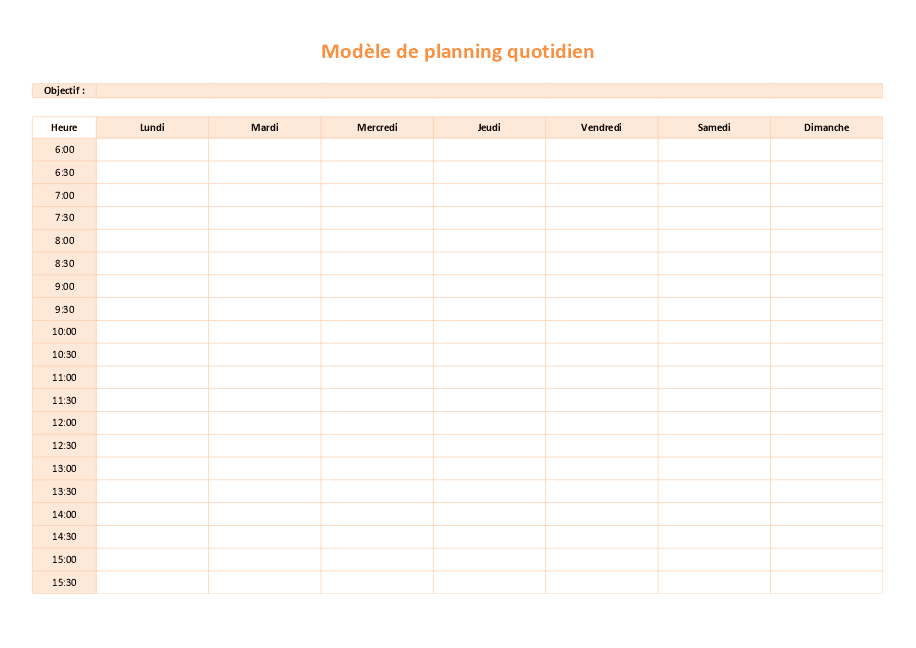 Planning quotidien