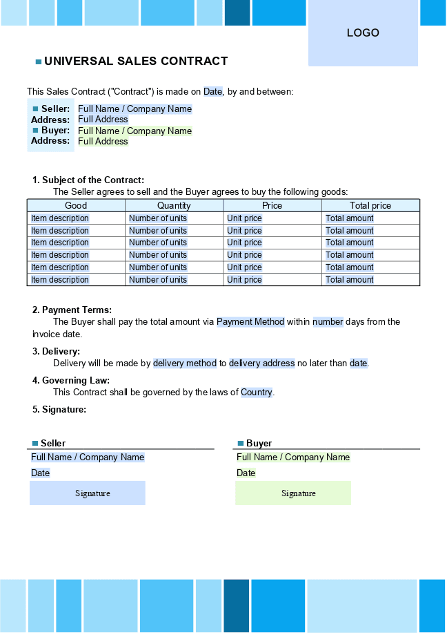 Sales Contract template 2
