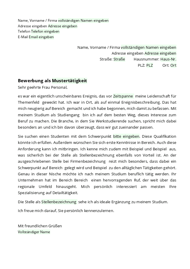 Bewerbungsschreiben