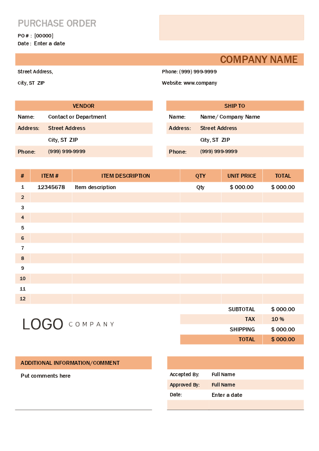 Purchase order (peach)