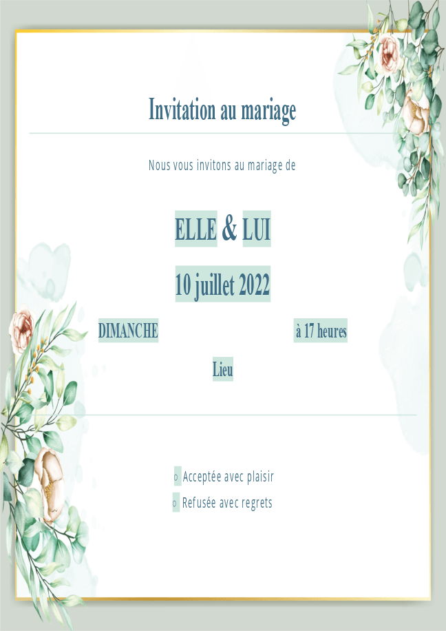 Formulaire invitation au mariage