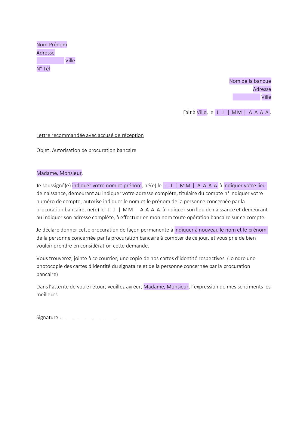 Procuration G n rale Bancaire Mod le De Procuration G n rale 2025 