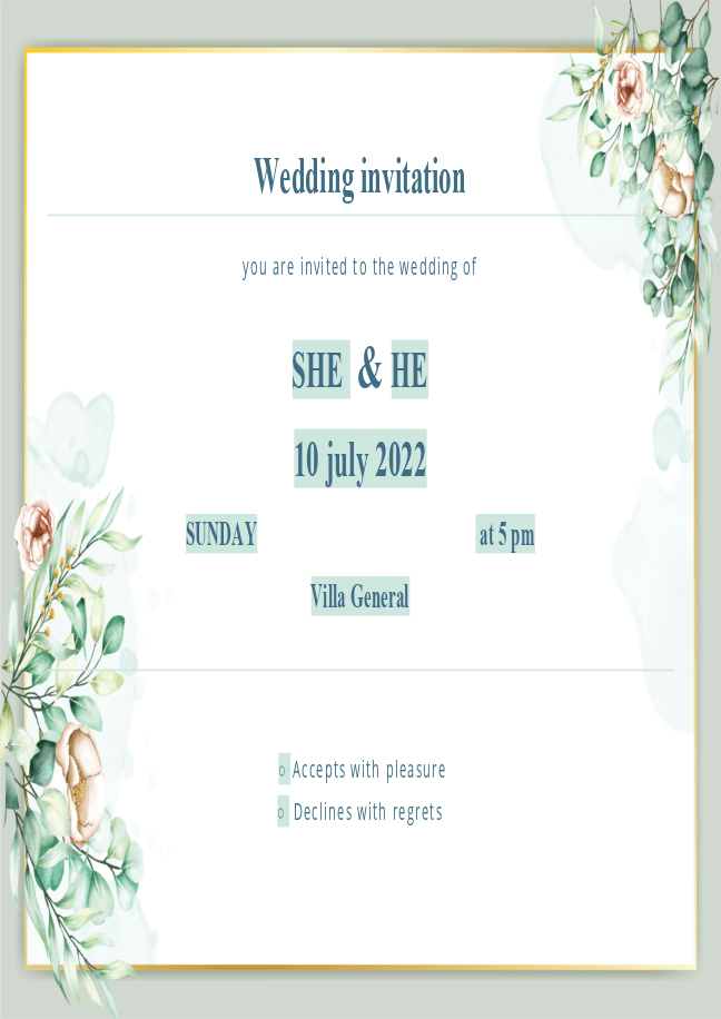 Wedding invitation form