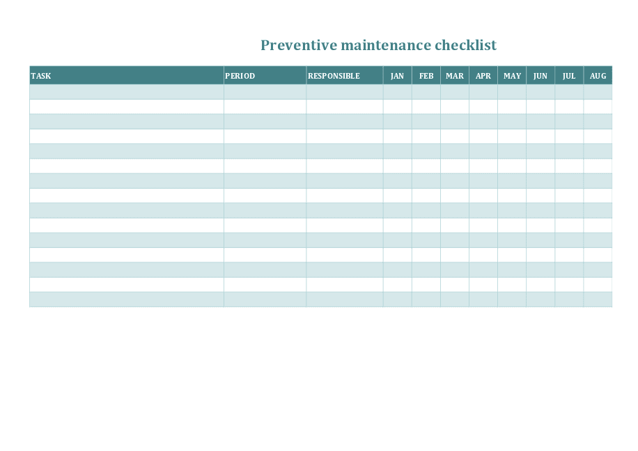 Preventive maintenance checklist
