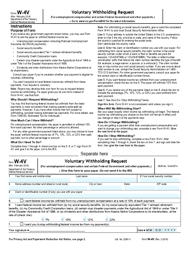 Form W-4V