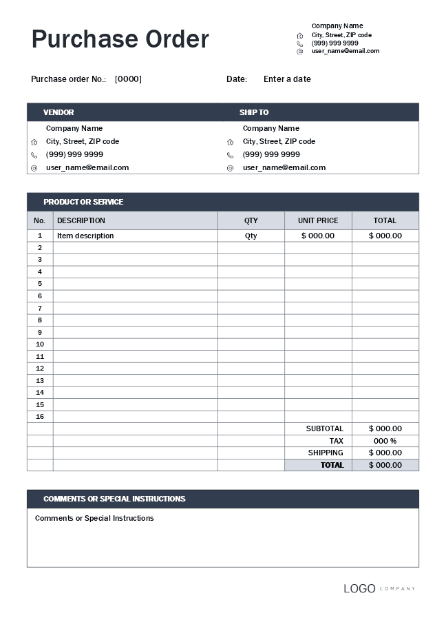 Purchase order (navy)