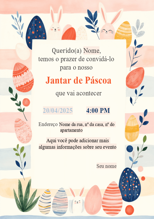 Convite para jantar de Páscoa