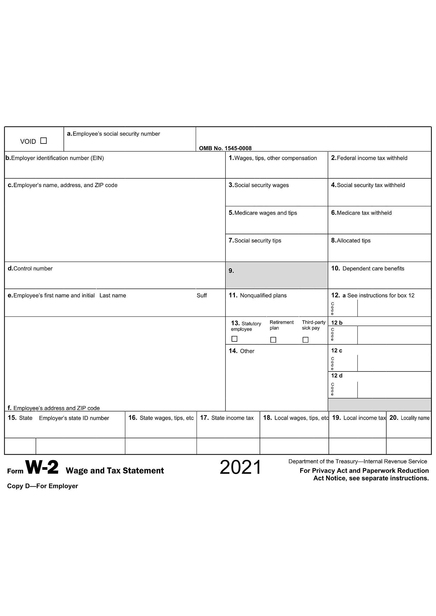 Form W-2 (Wage and Tax Statement) 10