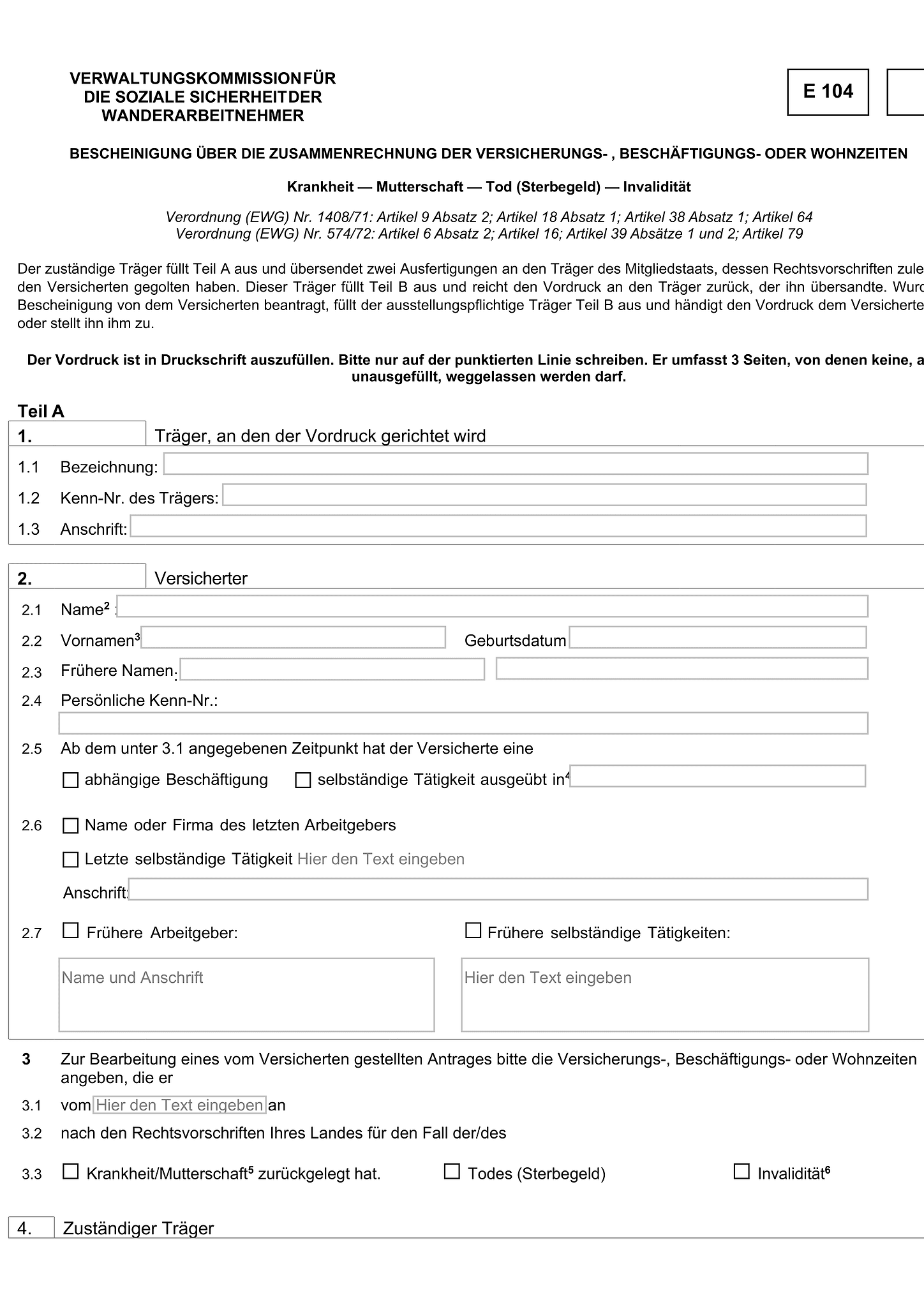 E104 Formular 1
