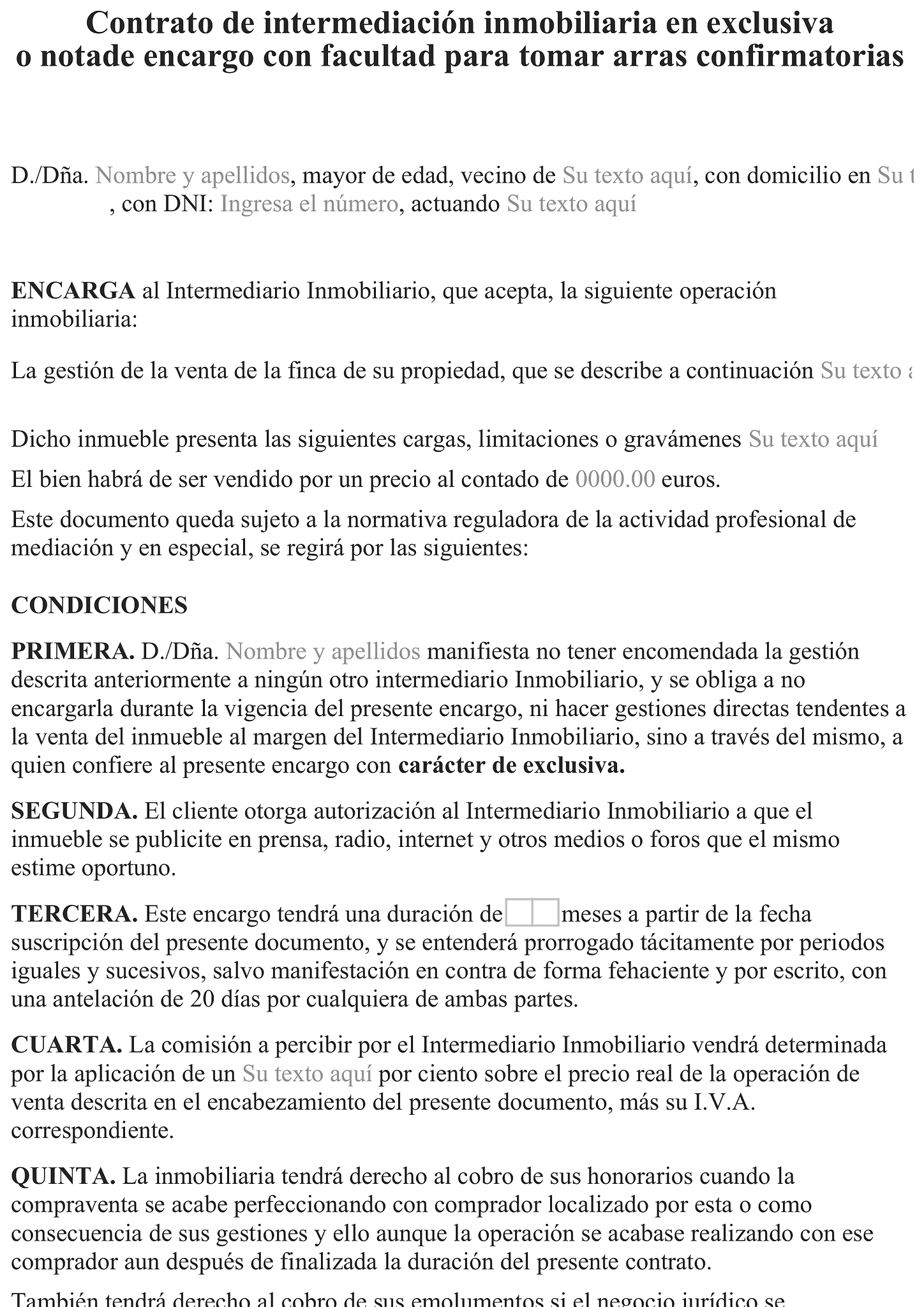 Formulario contrato de intermediación inmobiliaria 1