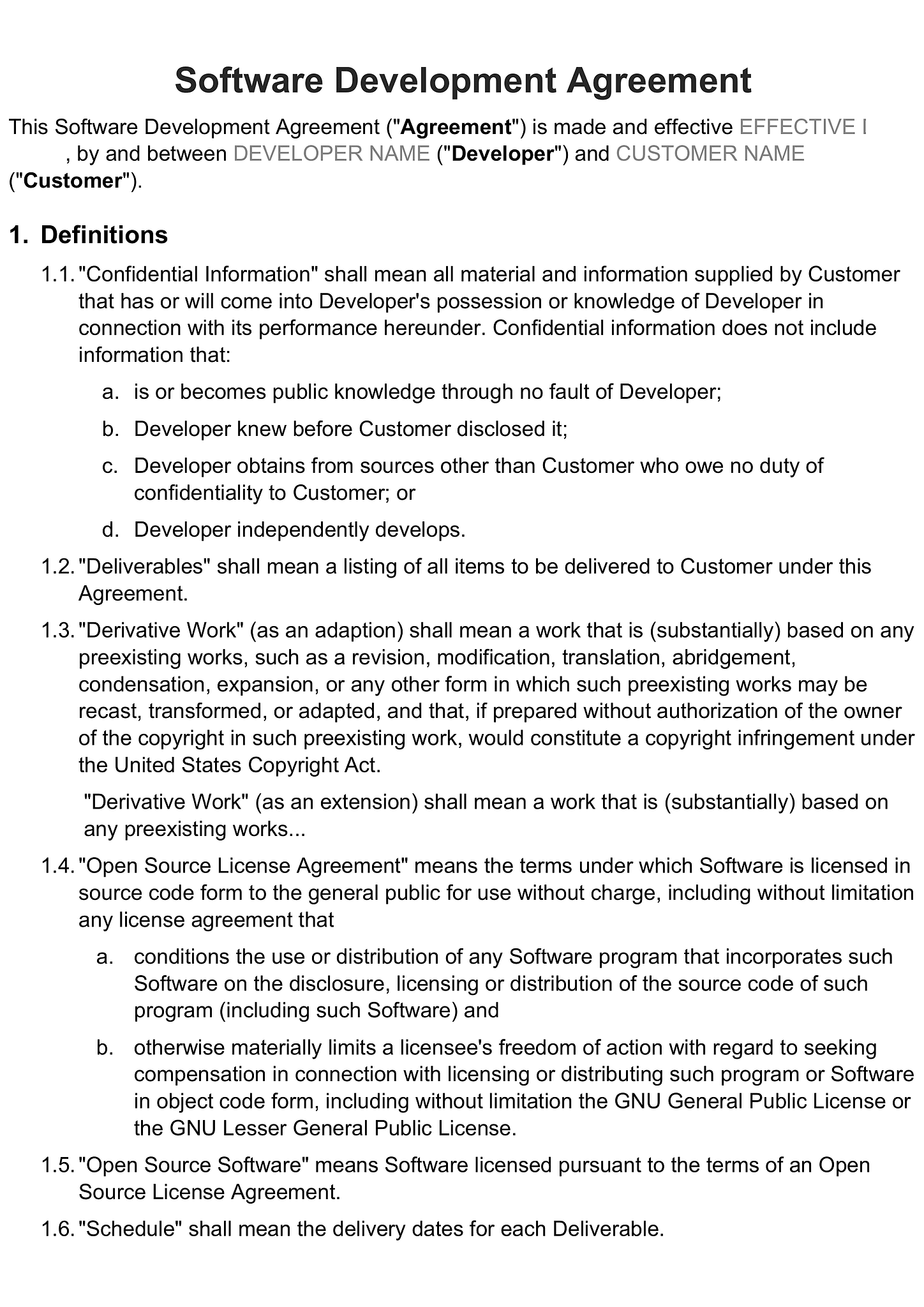 Software development agreement form 1