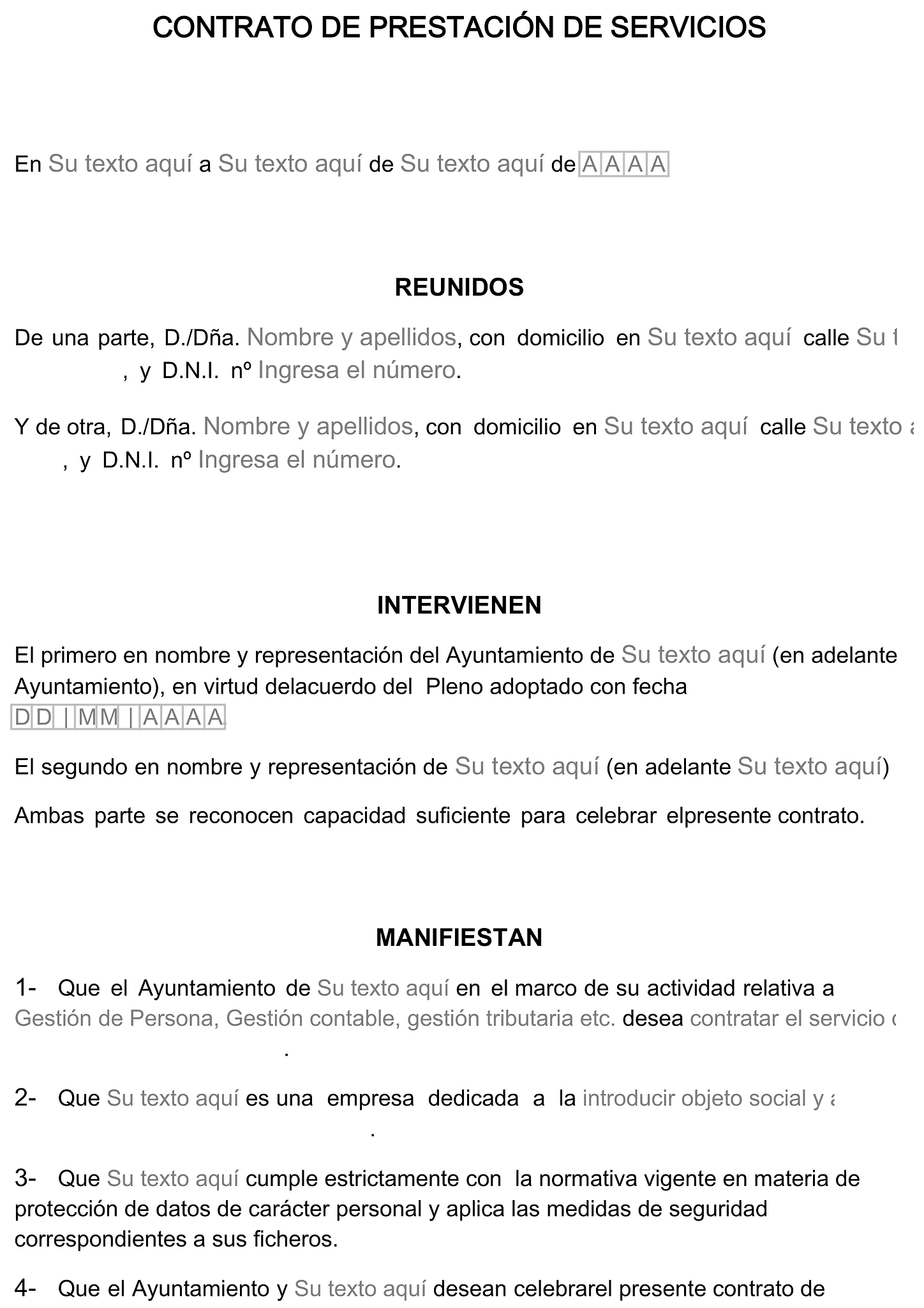 Formulario contrato de prestación de servicios 1