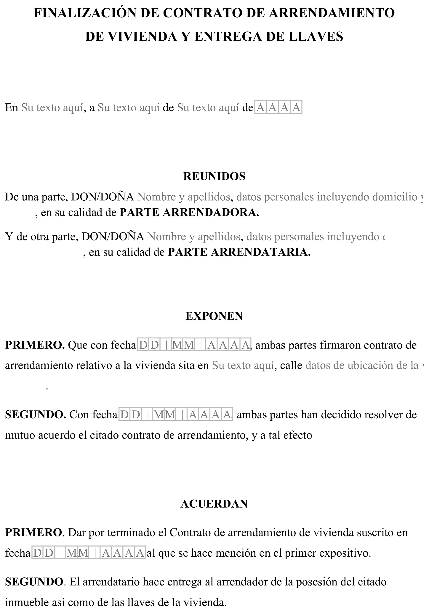 Formulario rescisión de contrato de alquiler 1