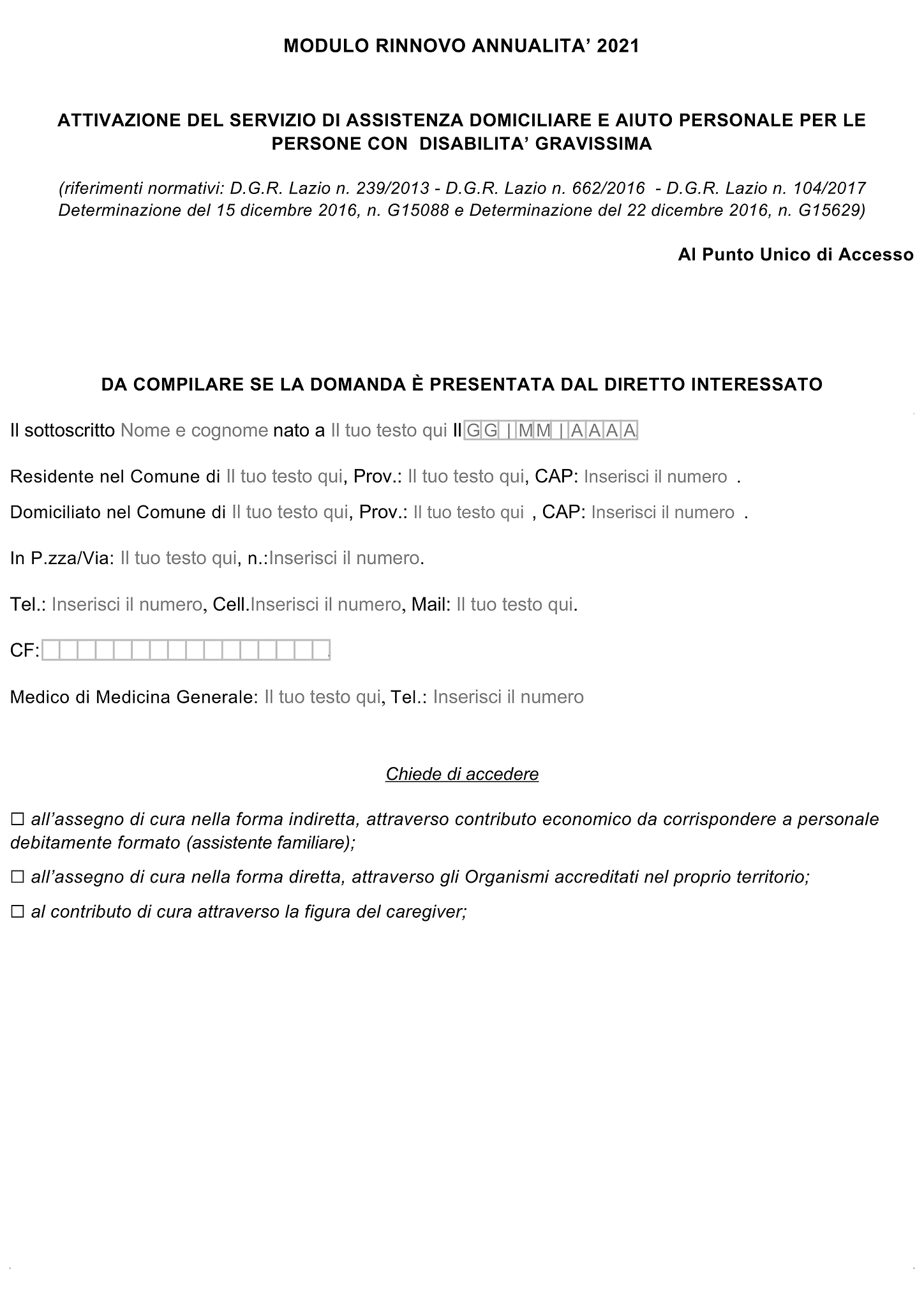 Modulo domanda caregiver 1