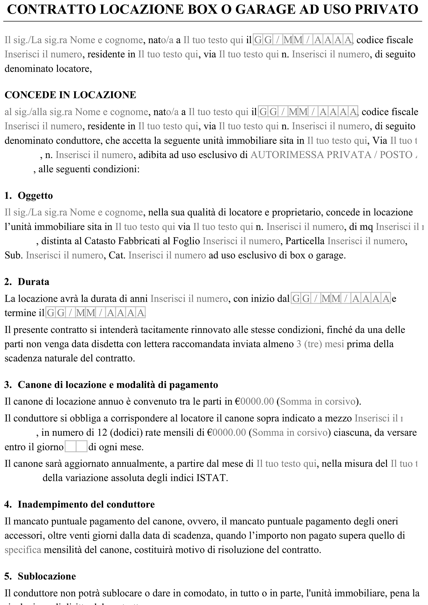 Modulo contratto locazione box 1