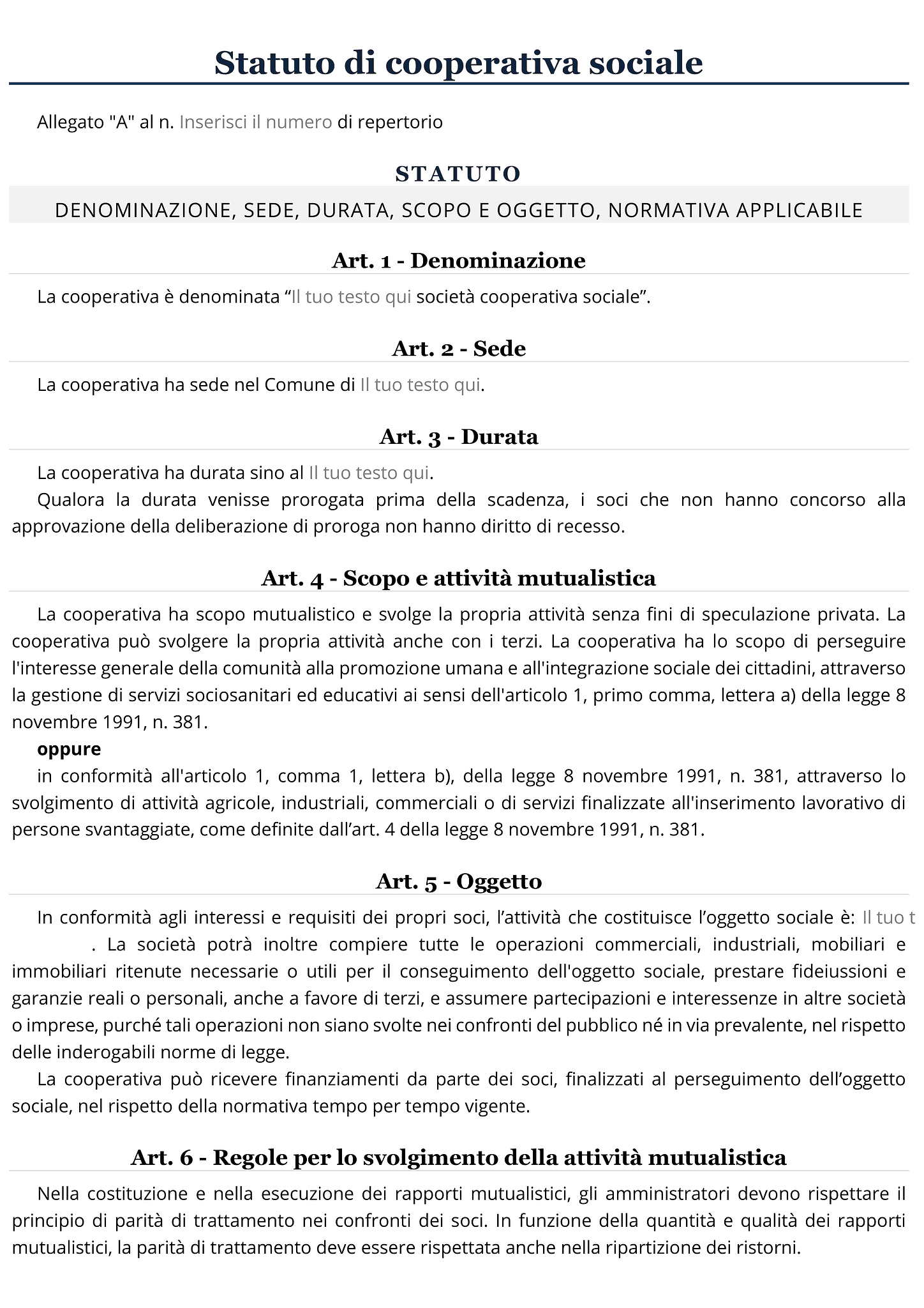 Modulo statuto cooperativa sociale 1