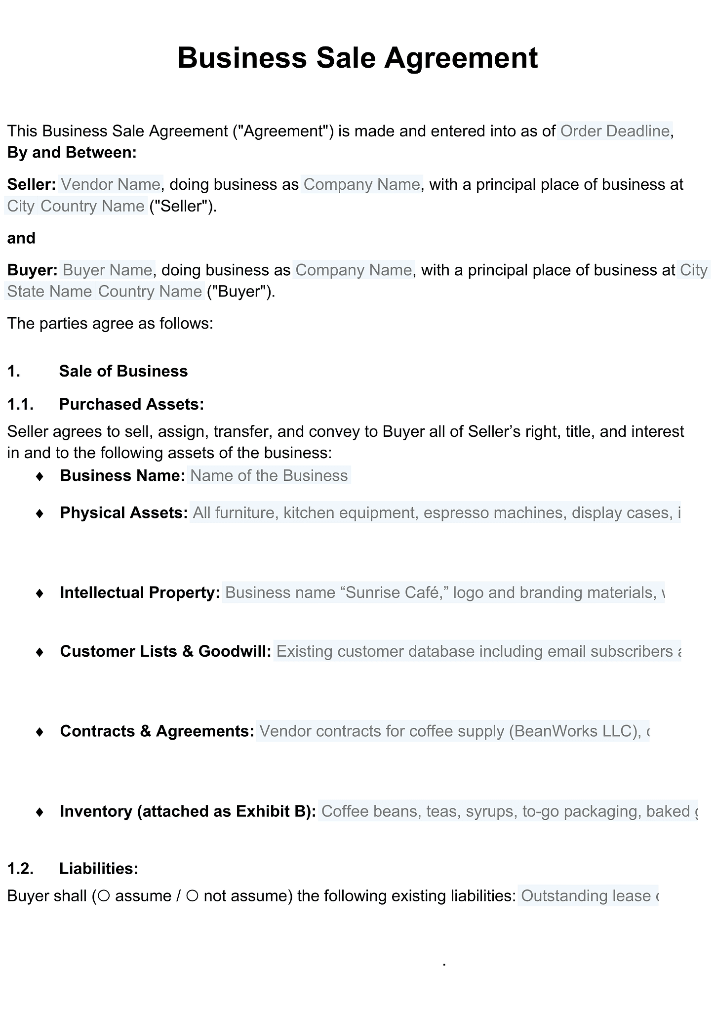 Business sale agreement for Odoo 1