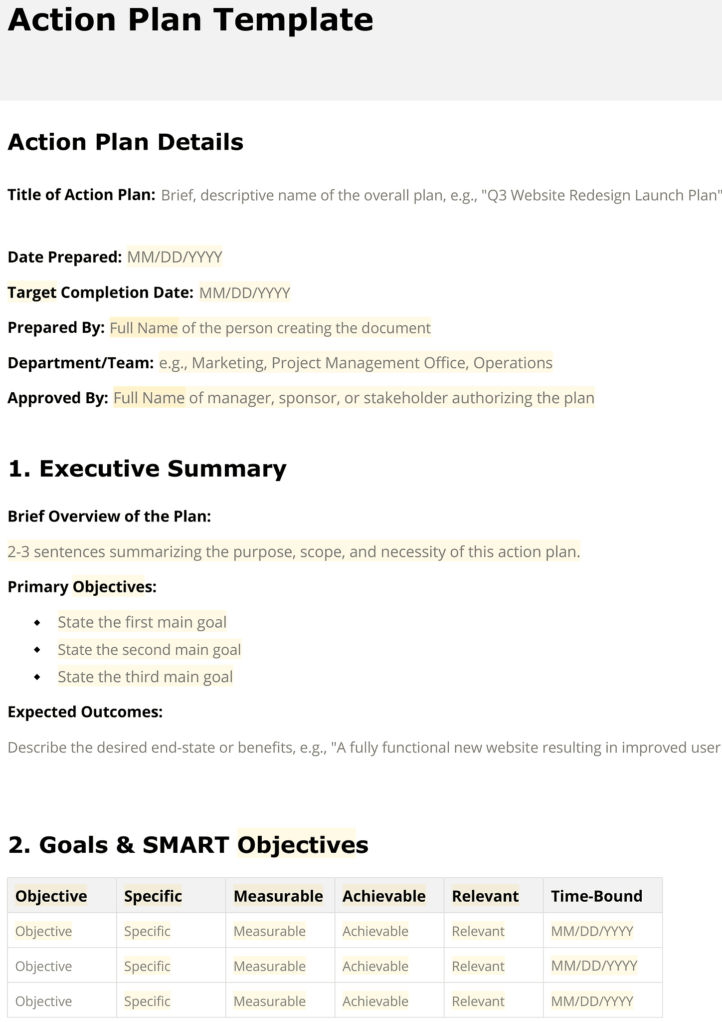 Action plan 1