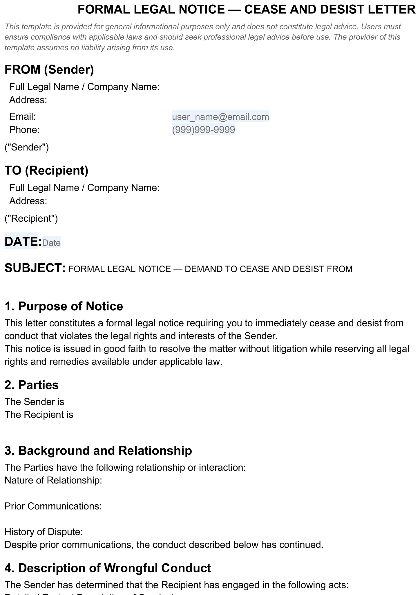 Cease and desist letter 1