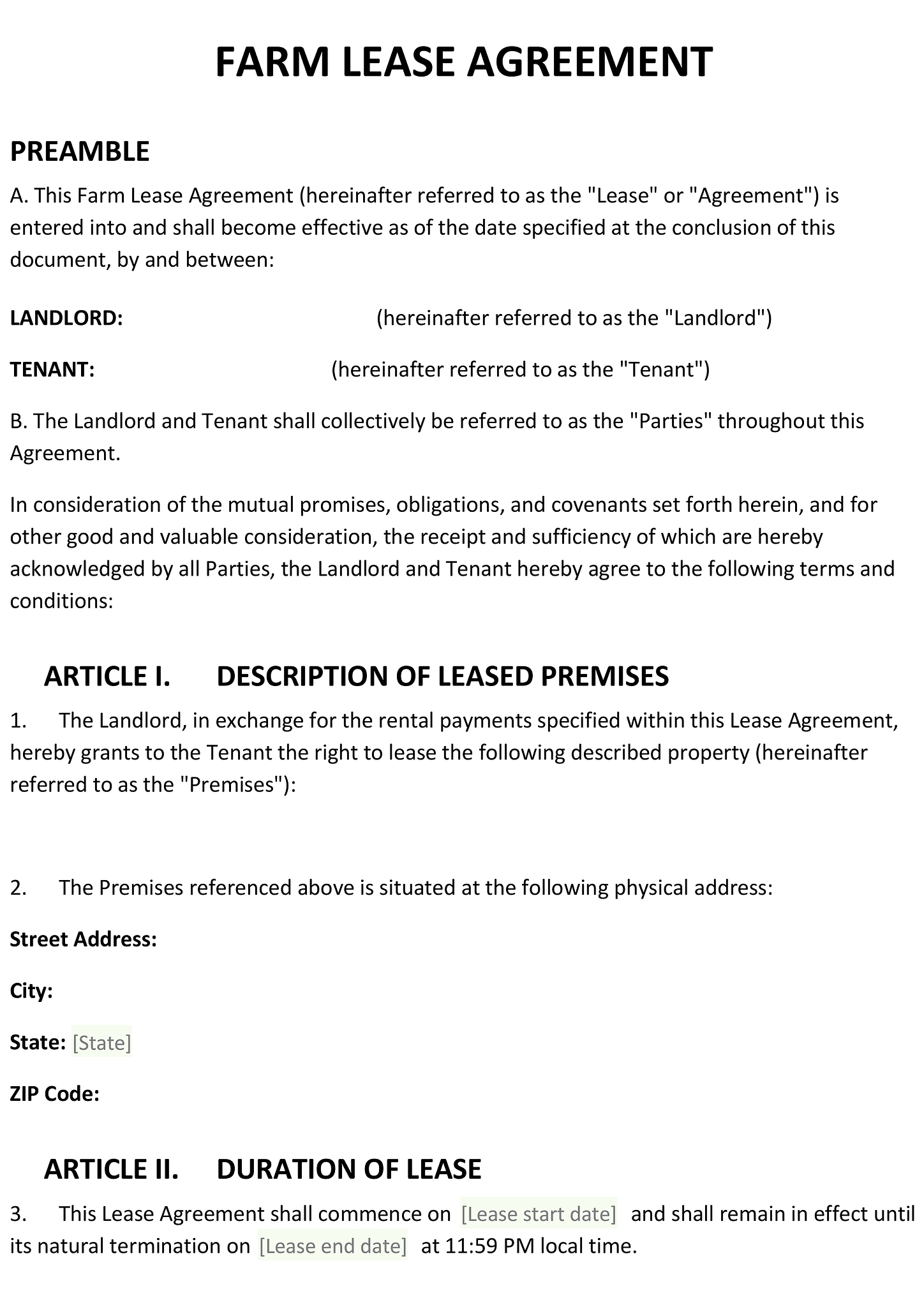 Farm lease agreement 1