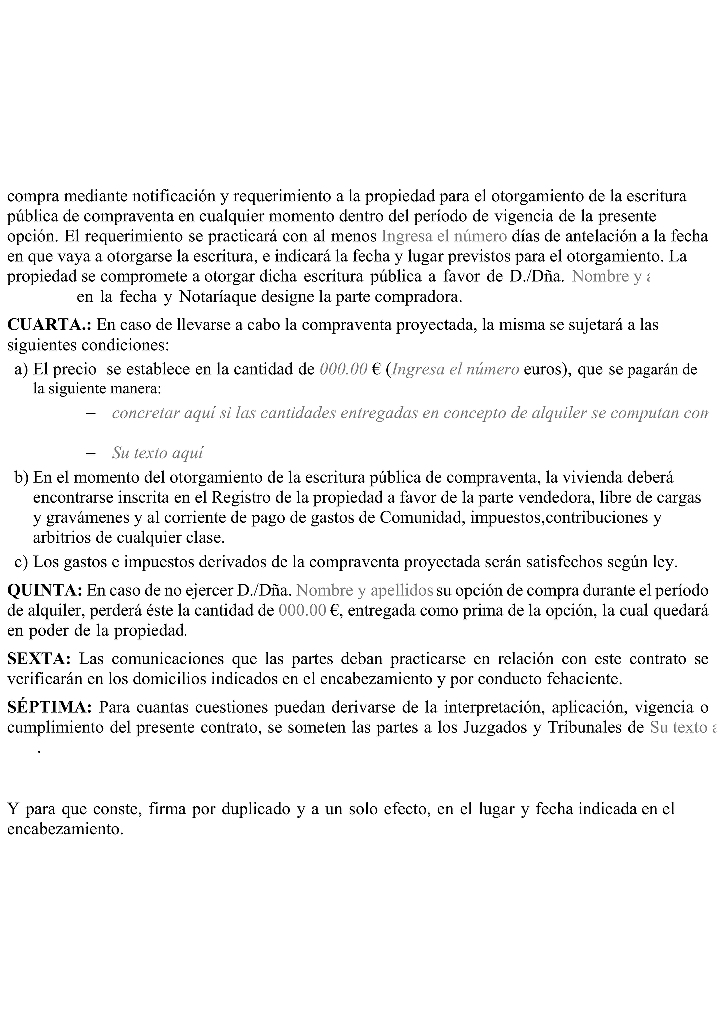 Formulario contrato de alquiler con opción a compra 2